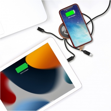 Logotrade promotional product image of: SCX.design C40 5-in-1 rPET light-up logo charging cable and 10W charging pad