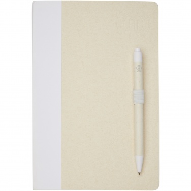 Logotrade promotional giveaway image of: Dairy Dream A5 size reference recycled milk cartons notebook and ballpoint pen set