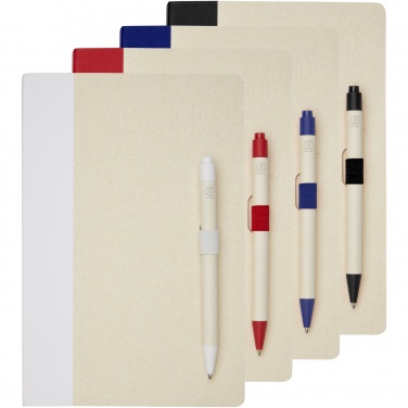Logo trade promotional gifts picture of: Dairy Dream A5 size reference recycled milk cartons notebook and ballpoint pen set