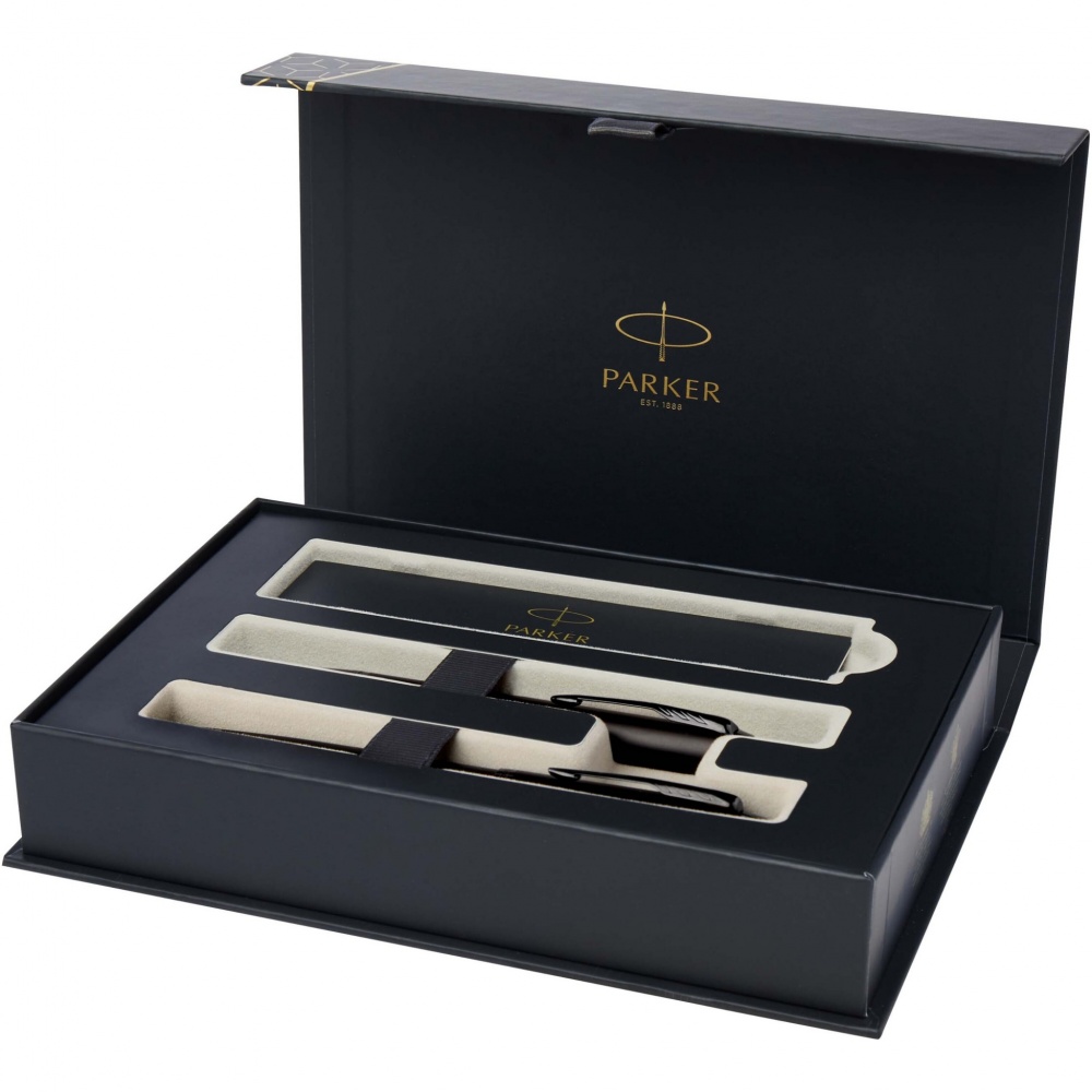 Logo trade promotional items picture of: Parker IM achromatic ballpoint and rollerball pen set with gift box