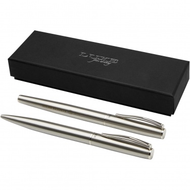 Logo trade advertising products image of: Didimis recycled stainless steel ballpoint and rollerball pen set
