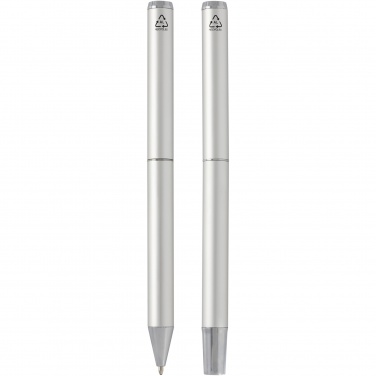 Logo trade business gift photo of: Lucetto recycled aluminium ballpoint and rollerball pen gift set
