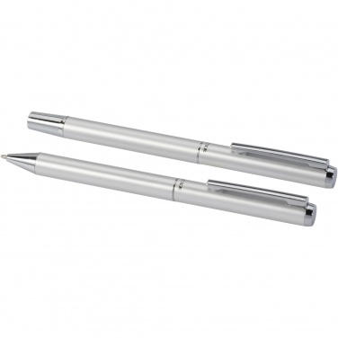 Logo trade business gifts image of: Lucetto recycled aluminium ballpoint and rollerball pen gift set