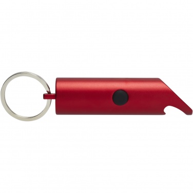 Logo trade corporate gifts image of: Flare RCS recycled aluminium IPX LED light and bottle opener with keychain