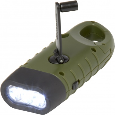 Logo trade promotional merchandise image of: Helios recycled plastic solar dynamo flashlight with carabiner