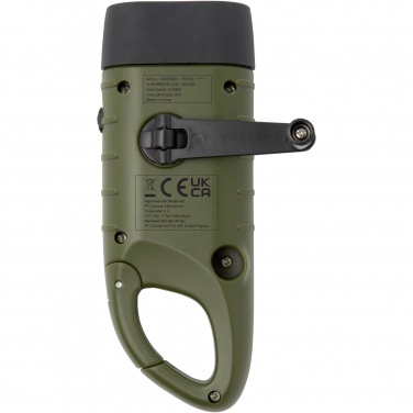 Logo trade promotional giveaways picture of: Helios recycled plastic solar dynamo flashlight with carabiner