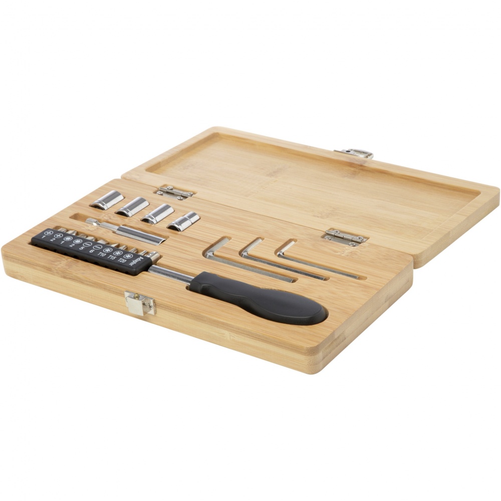 Logo trade promotional gifts image of: Rivet 19-piece bamboo/recycled plastic tool set
