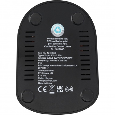 Logo trade promotional merchandise picture of: Loop 15W dual coil RCS recycled plastic wireless charging stand
