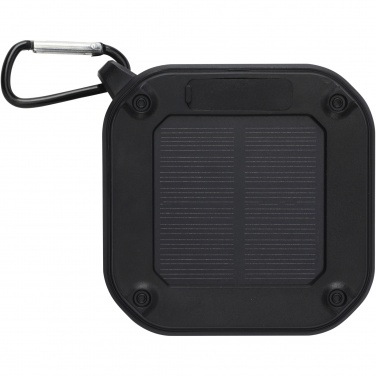 Logotrade promotional giveaway picture of: Solo 3W IPX5 RCS recycled plastic solar Bluetooth® speaker with carabiner 