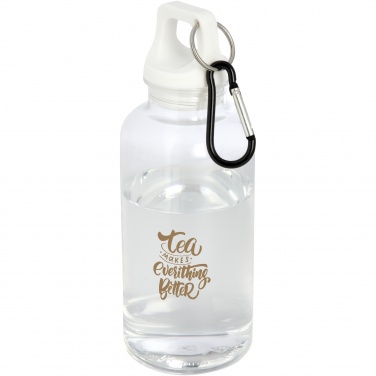Logo trade promotional giveaways image of: Oregon 400 ml RCS certified recycled plastic water bottle with carabiner