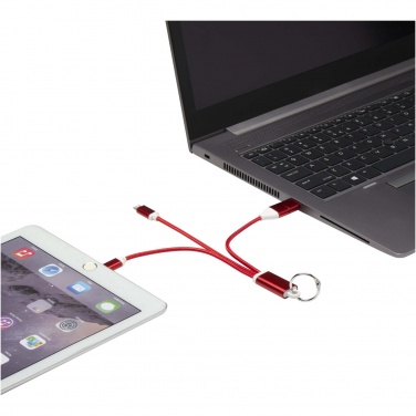 Logotrade promotional merchandise image of: Metal 4-in-1 recycled aluminium charging cable with keychain