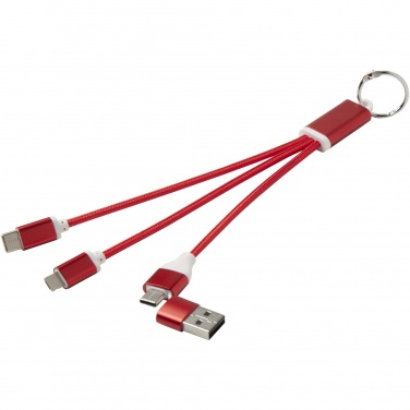 Logotrade business gift image of: Metal 4-in-1 recycled aluminium charging cable with keychain