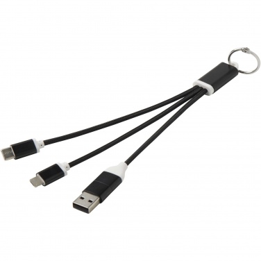 Logo trade promotional product photo of: Metal 4-in-1 recycled aluminium charging cable with keychain