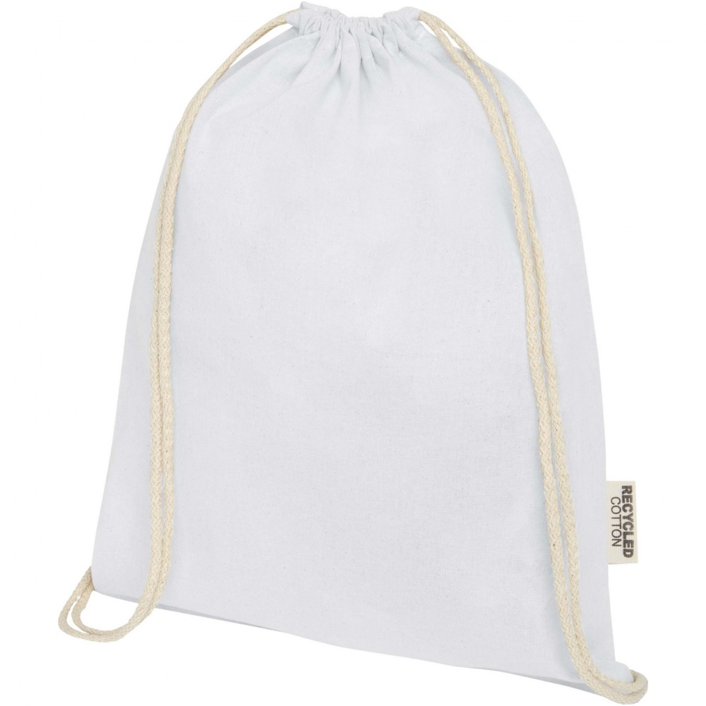 Logo trade corporate gift photo of: Oregon 140 g/m² GRS recycled cotton drawstring bag