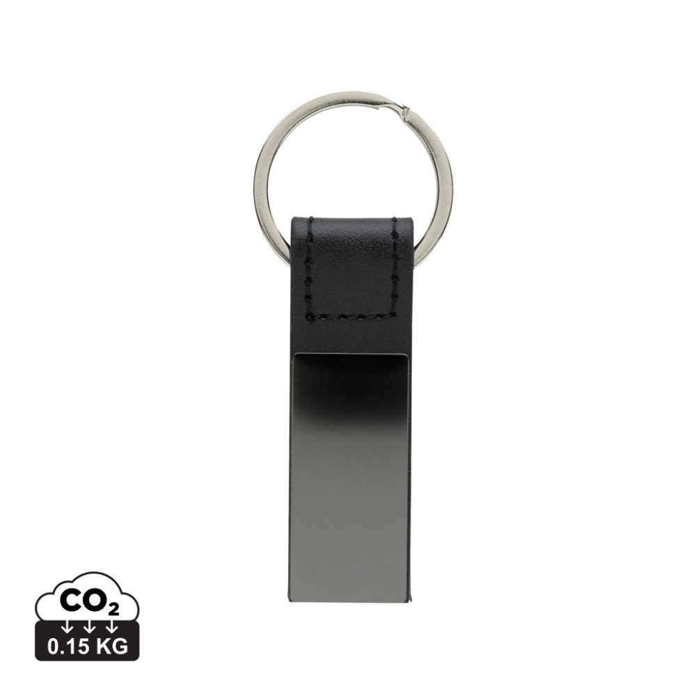 Logotrade promotional gift image of: Luxury PU keychain RCS recycled zinc alloy