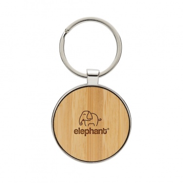 Logo trade promotional giveaways image of: RCS recycled zinc alloy round keychain with bamboo