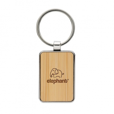 Logo trade promotional giveaways picture of: RCS recycled zinc alloy rectangle keychain with bamboo