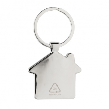 Logo trade promotional giveaways picture of: RCS recycled zinc alloy house keychain with bamboo