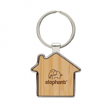Logo trade advertising product photo of: RCS recycled zinc alloy house keychain with bamboo