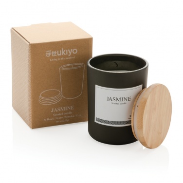 Logo trade promotional merchandise image of: Ukiyo deluxe scented candle with bamboo lid