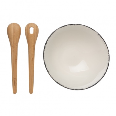 Logo trade advertising products image of: Ukiyo salad bowl with bamboo salad server