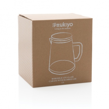 Logo trade promotional gift photo of: Ukiyo borosilicate glass carafe with bamboo lid 1.2L