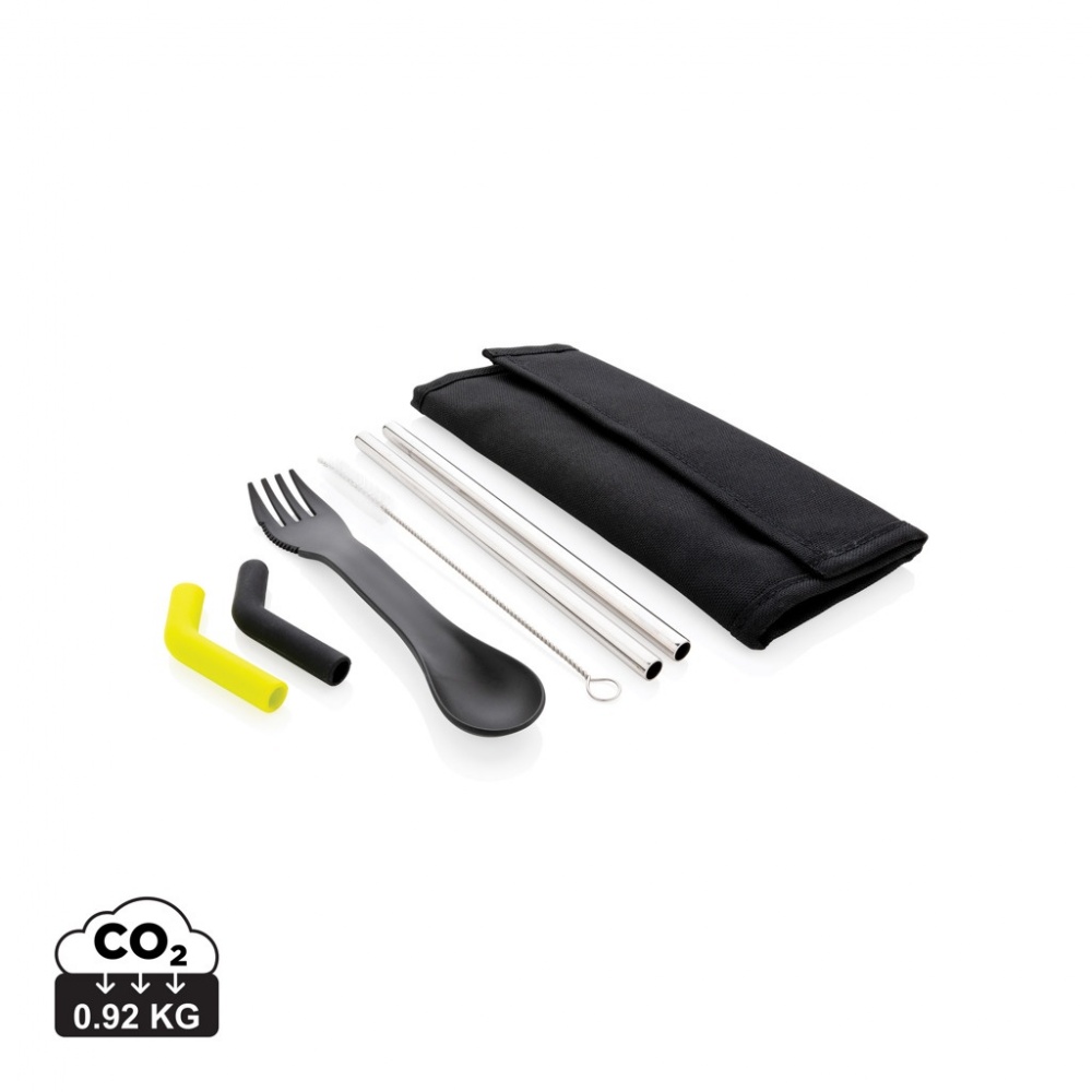 Logotrade promotional product picture of: Tierra 2pcs straw and cutlery set in pouch
