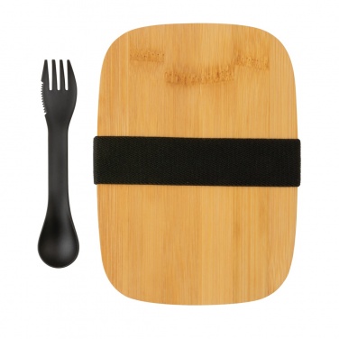 Logo trade advertising product photo of: Stainless steel lunchbox with bamboo lid and spork
