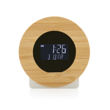 Logo trade corporate gifts picture of: Utah RCS rplastic and bamboo LCD desk clock