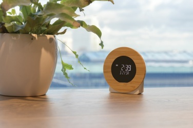 Logo trade promotional products image of: Utah RCS rplastic and bamboo LCD desk clock