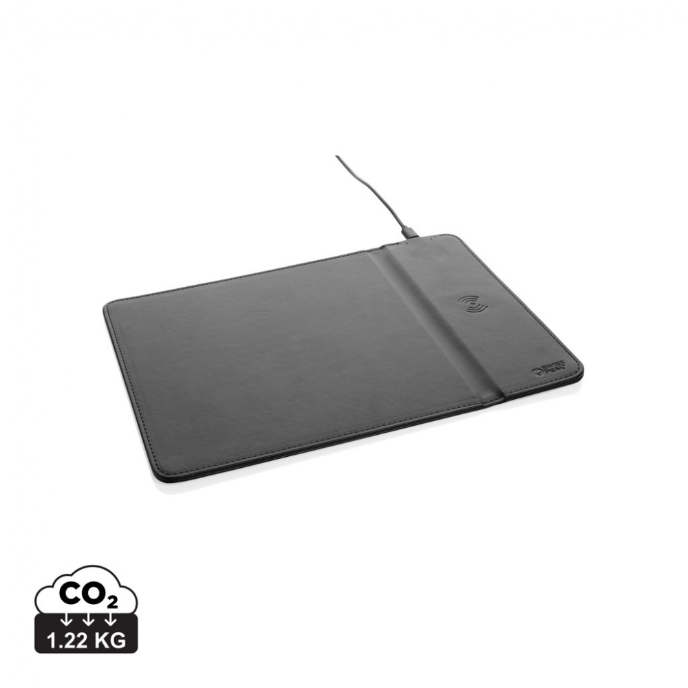 Logo trade promotional merchandise image of: Swiss Peak RCS recycled PU 10W wireless charging mousepad