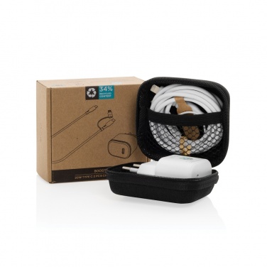 Logotrade promotional gift image of: Boost RCS reycled PET 20W type C 2 pcs charging set