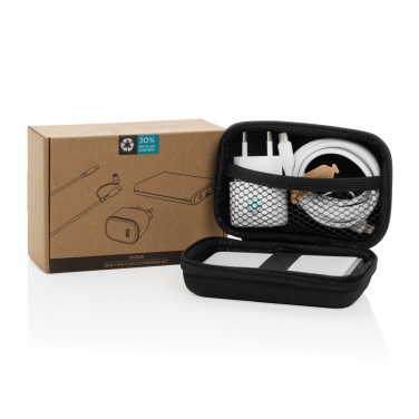 Logotrade promotional item picture of: Surge RCS recyled PET 20W type C 3 pcs charging set