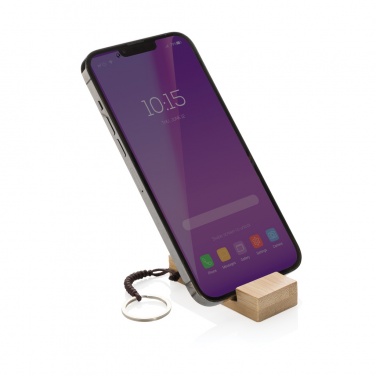 Logotrade promotional merchandise photo of: Standkey bamboo keychain phone stand
