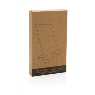 Logo trade promotional items image of: Bamboo phone stand in kraft box