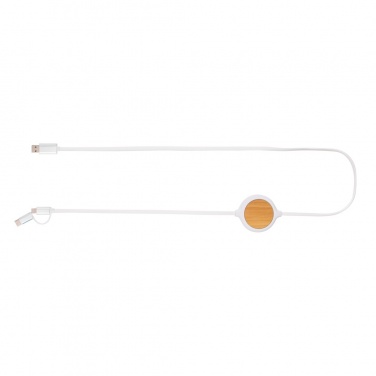 Logotrade promotional item picture of: 3-in-1 cable with 5W bamboo wireless charger