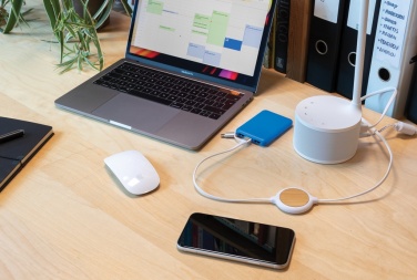 Logotrade corporate gift image of: 3-in-1 cable with 5W bamboo wireless charger