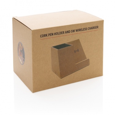 Logotrade promotional merchandise image of: Cork pen holder and 5W wireless charger