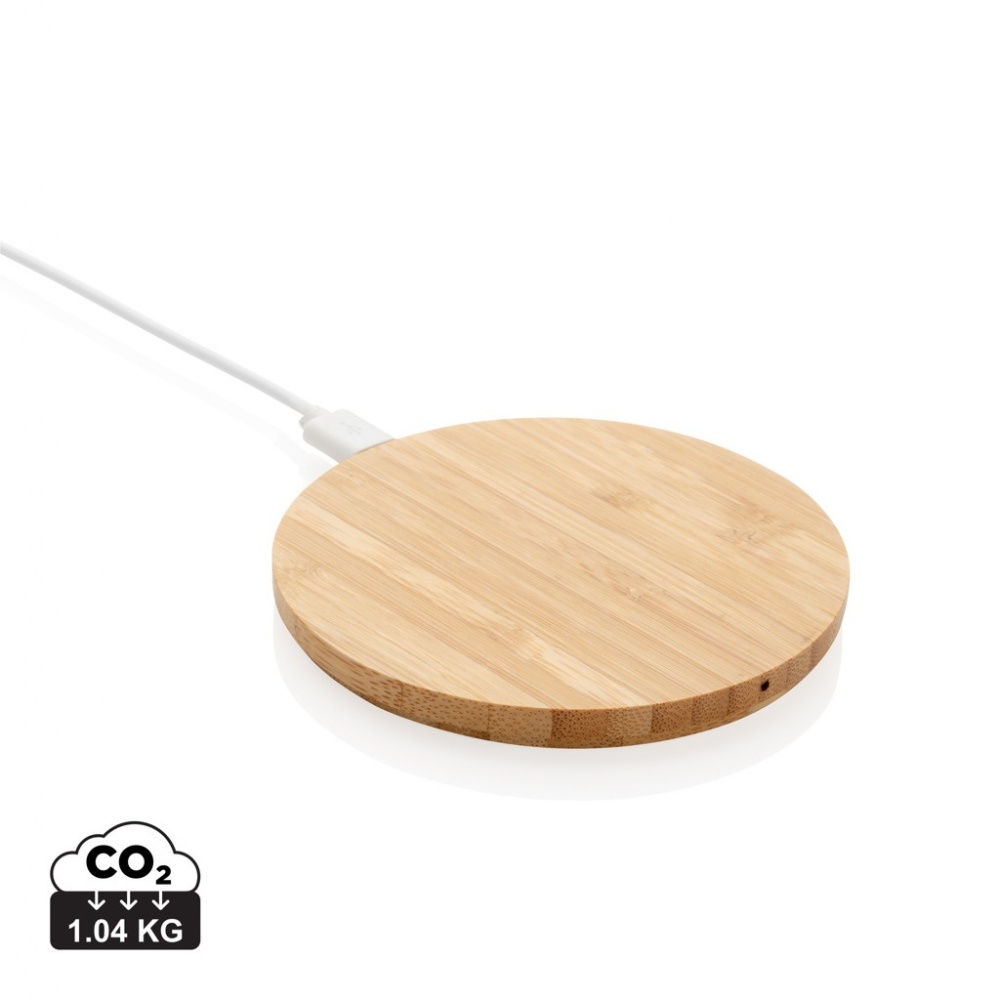 Logotrade promotional merchandise image of: Bamboo 5W round wireless charger