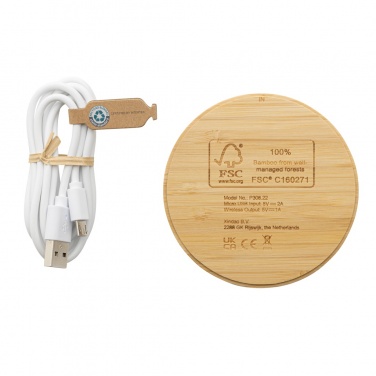 Logotrade corporate gift picture of: Bamboo 5W round wireless charger