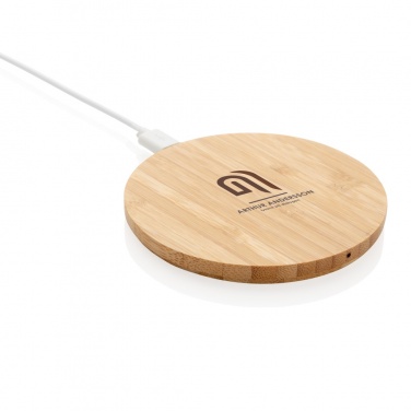 Logotrade advertising products photo of: Bamboo 5W round wireless charger