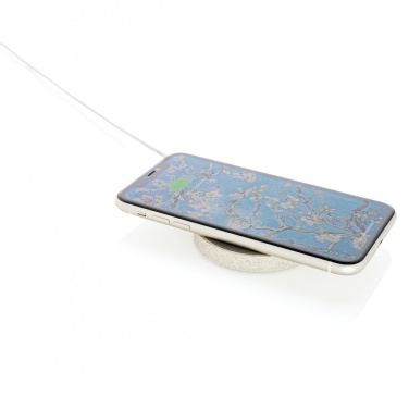 Logo trade promotional merchandise picture of: Wheat Straw 5W round wireless charging pad