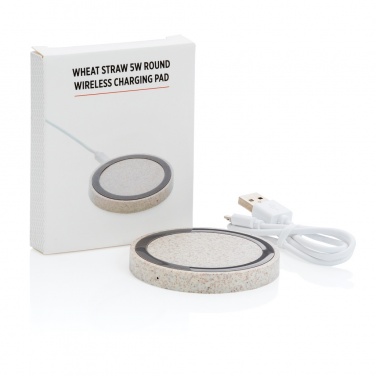 Logotrade promotional merchandise image of: Wheat Straw 5W round wireless charging pad