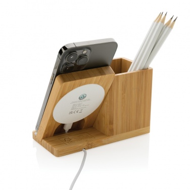Logotrade promotional giveaway image of: Calgary bamboo 10W wireless charger