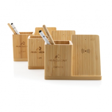 Logotrade advertising product picture of: Calgary bamboo 10W wireless charger