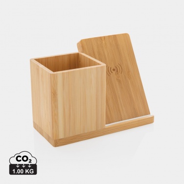 Logo trade corporate gift photo of: Calgary bamboo 10W wireless charger