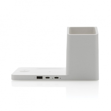 Logotrade promotional merchandise photo of: Ontario recycled plastic & bamboo 3-in-1 wireless charger