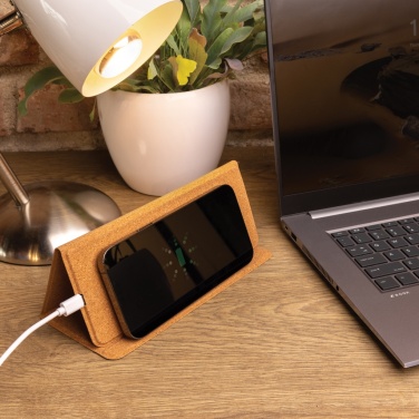 Logotrade promotional giveaway picture of: 10W wireless charging cork mousepad and stand