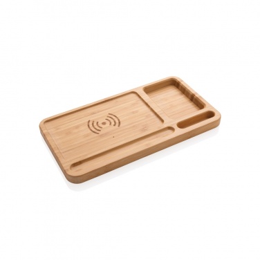 Logotrade promotional gift image of: Bamboo desk organiser 5W wireless charger