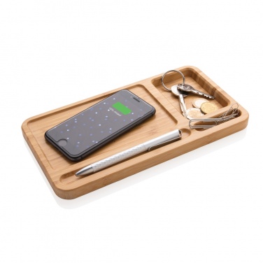 Logotrade promotional item picture of: Bamboo desk organiser 5W wireless charger